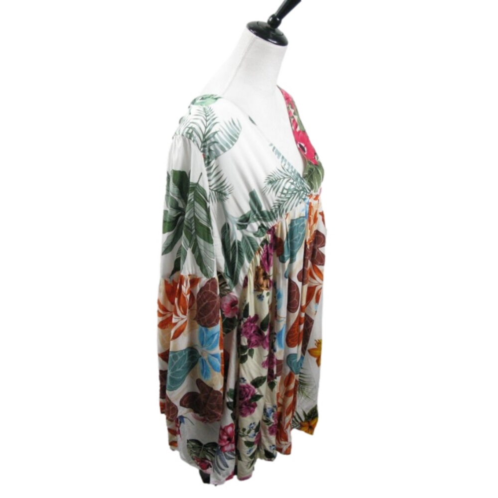 Sacred Threads Patchwork Floral Tunic Blouse Size L to XL - Picture 5 of 6